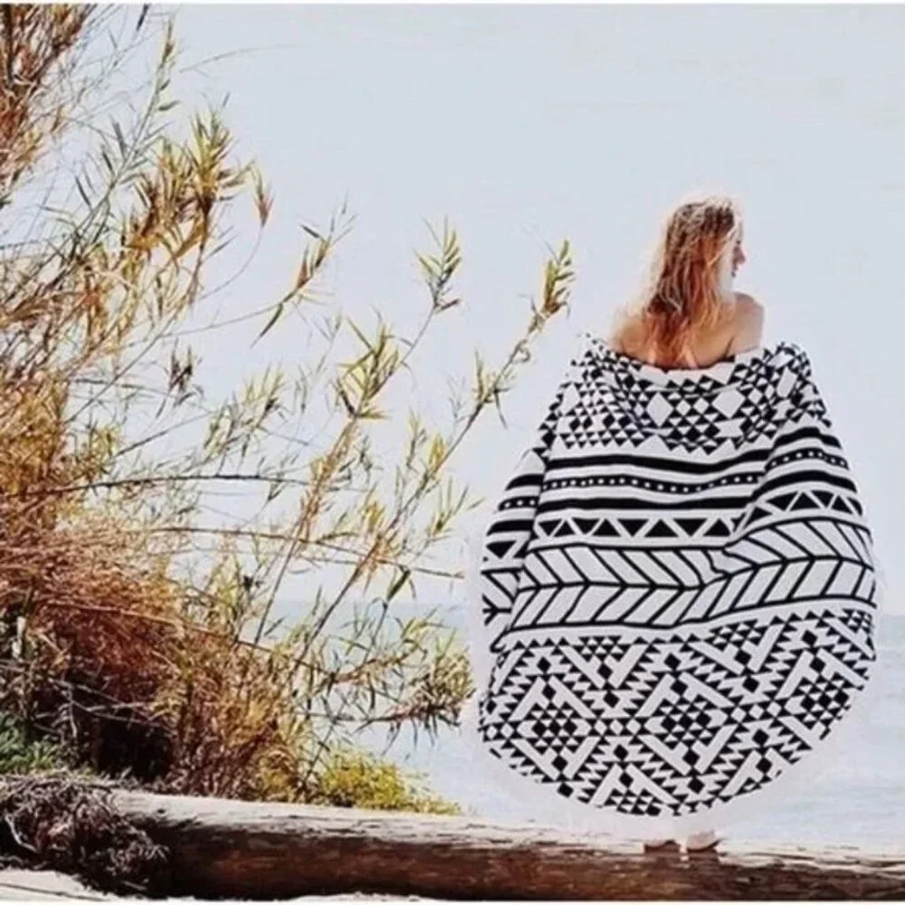 Aztec Tassel Retro Geometric Beach/Yoga/Room Blanket/Mat for Outdoors/Bedroom